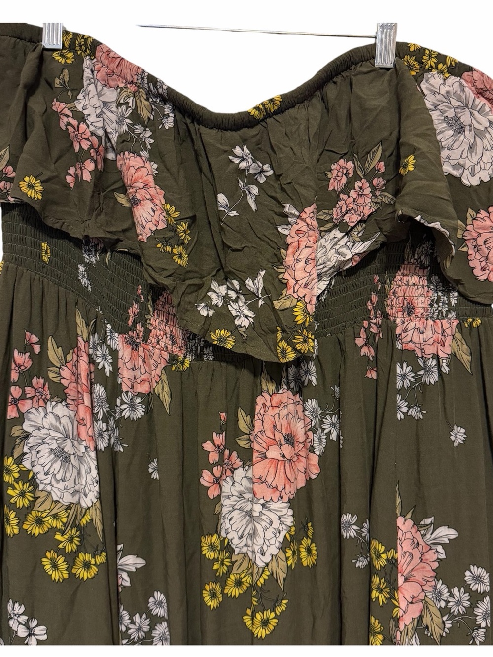 Torrid Olive Green Floral Strapless Maxi Tube Dress - Size 4(26) - Picture 3 of 6
